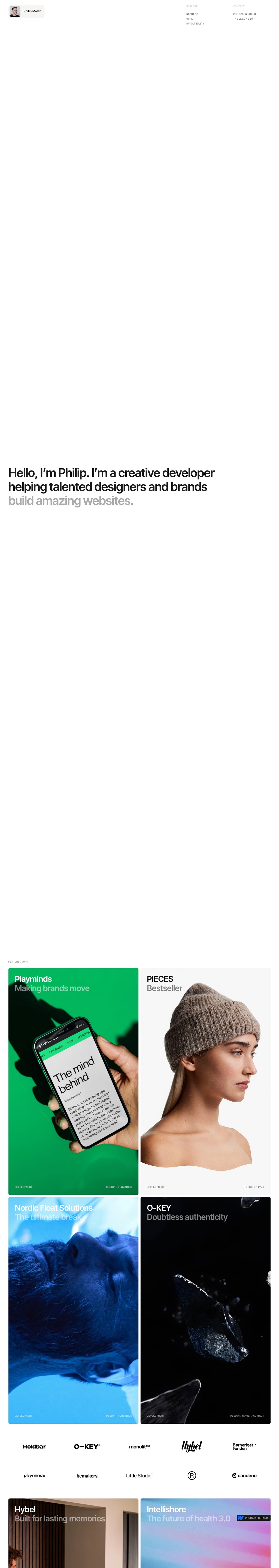 Philip Malan desktop landing page