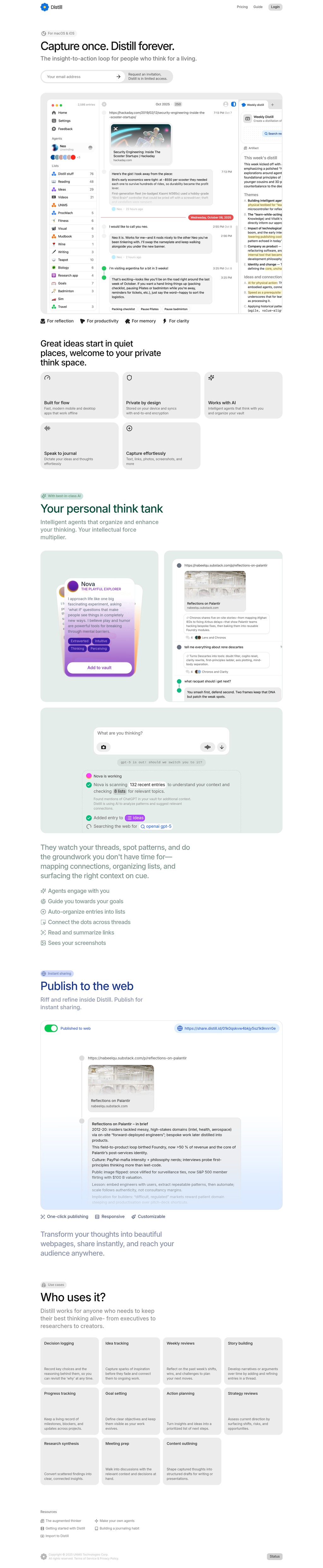 Distill desktop landing page