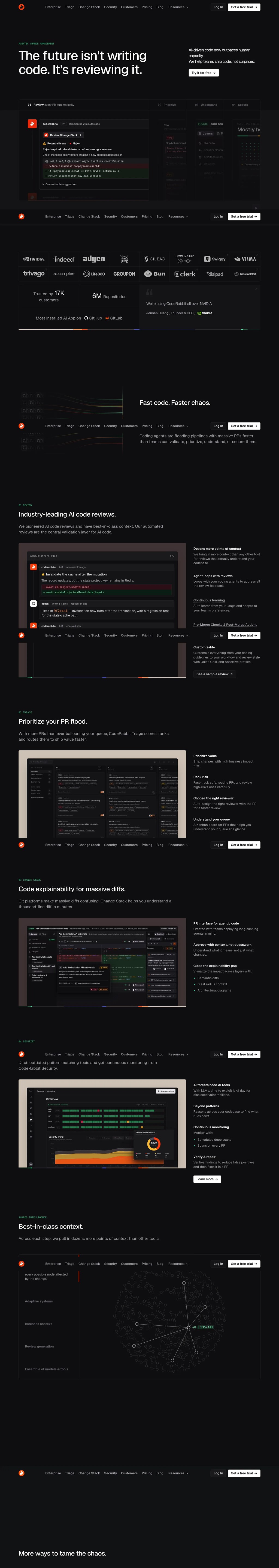 Agentic Change Management | CodeRabbit desktop landing page