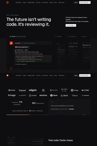 Agentic Change Management | CodeRabbit landing page