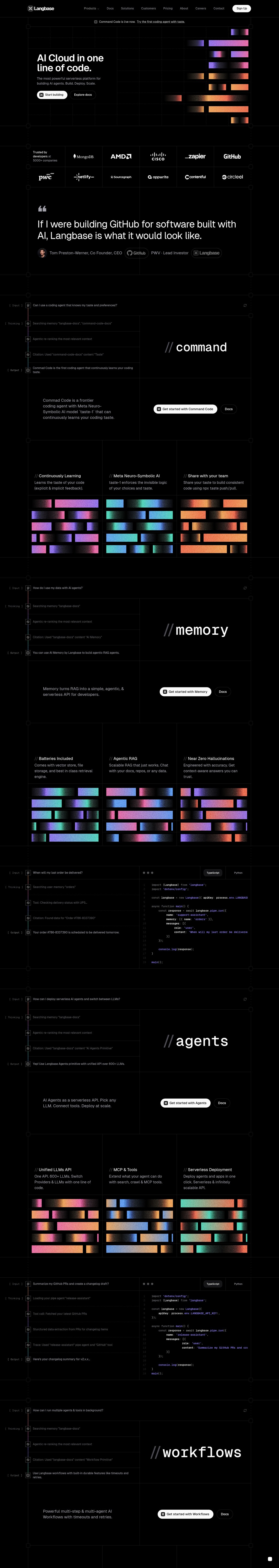 Langbase desktop landing page