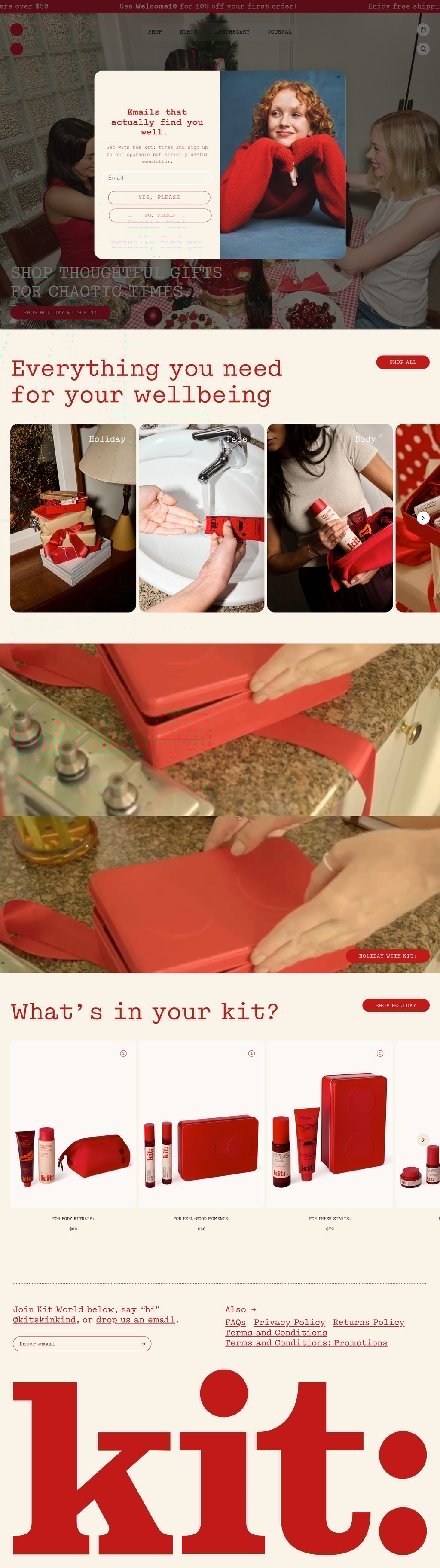 Kit desktop landing page