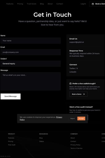 Opticl landing page