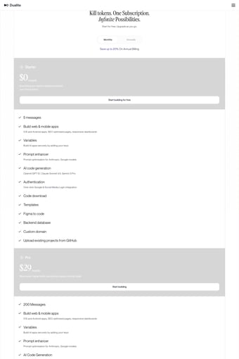 Dualite landing page