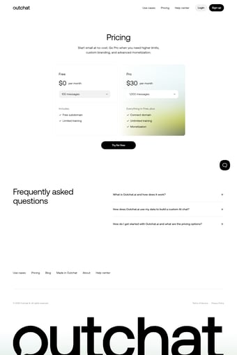 Outchat AI landing page