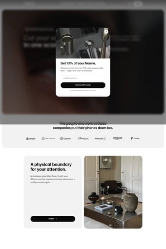 Norma — Block distracting apps by scanning a steel disc landing page