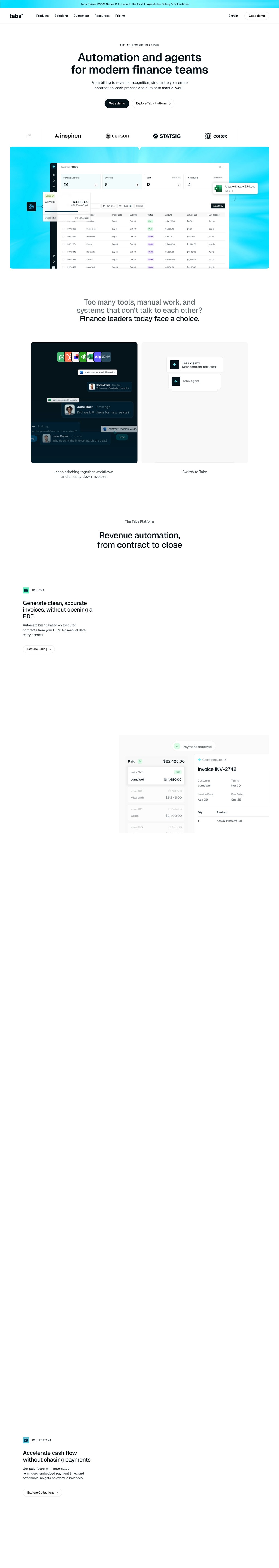 Tabs desktop landing page