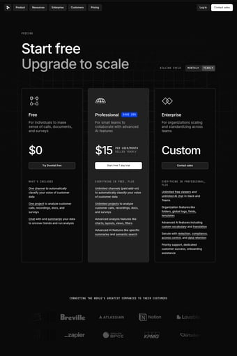 Dovetail landing page