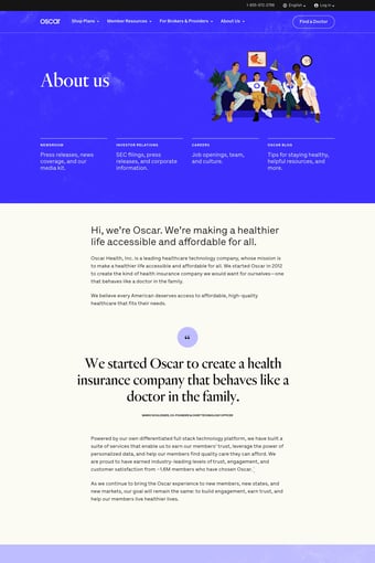 Health insurance that works for you | Oscar landing page