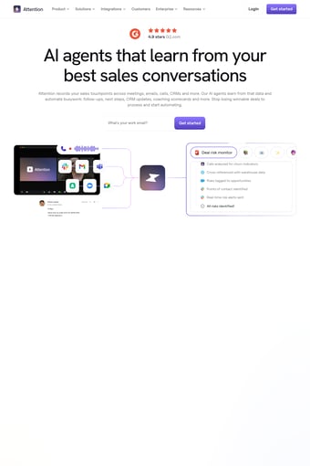 Attention landing page
