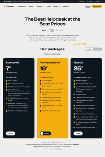 AI-Powered Service Platform for All Support Needs | Zammad landing page