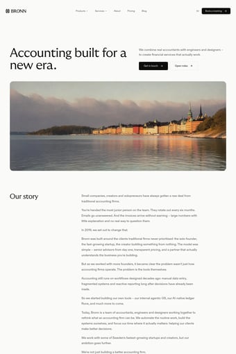 AI accounting for startups in Stockholm — Bronn landing page