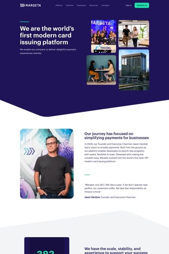 Marqeta | Modern Card Issuing & Payment Solutions landing page