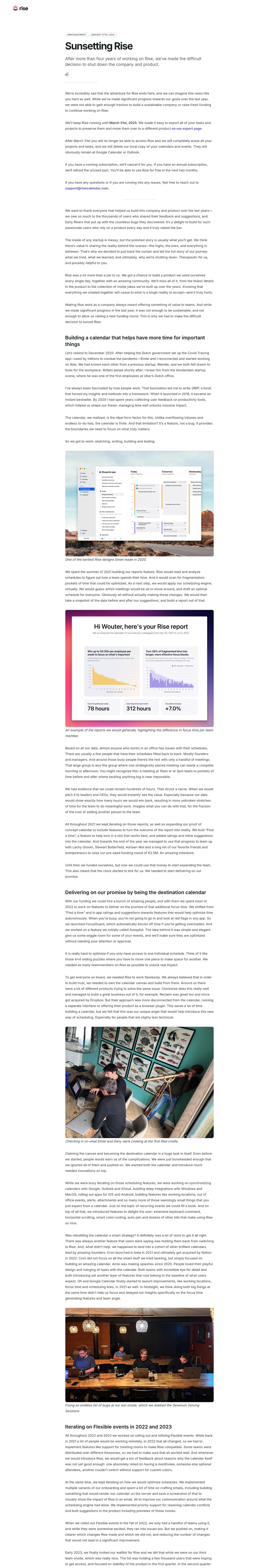 Rise — Projects, tasks, time. Together. desktop landing page