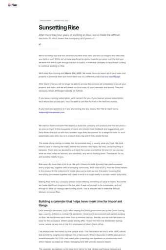 Rise — Projects, tasks, time. Together. landing page
