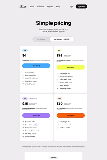 Jitter · A fast and simple motion design tool on the web landing page