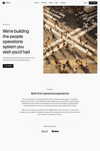 Taito.ai — Run people ops on autopilot landing page
