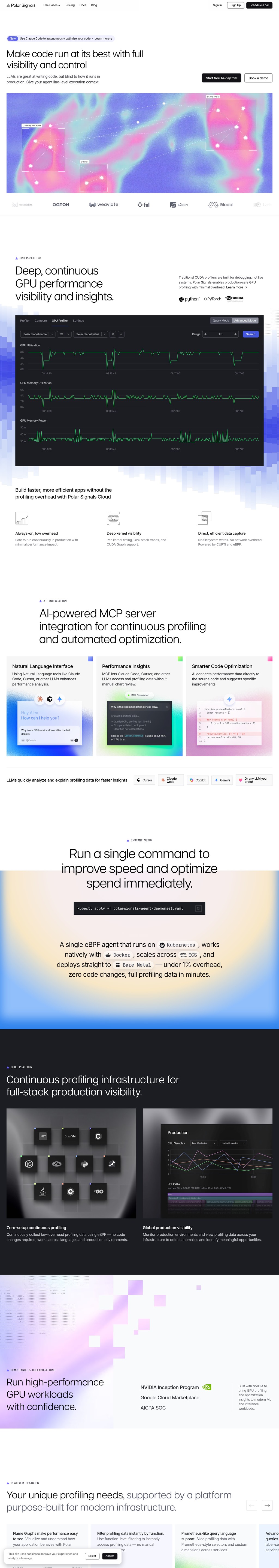 Polar Signals desktop landing page