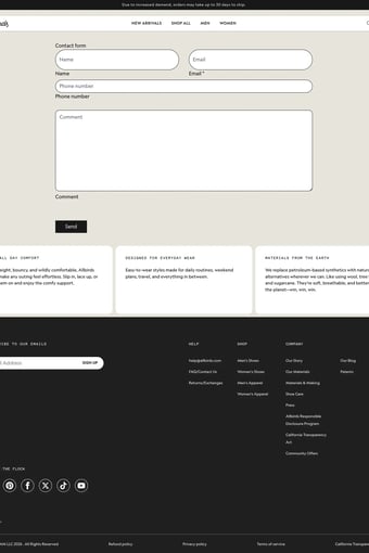 The World’s Most Comfortable Shoes landing page