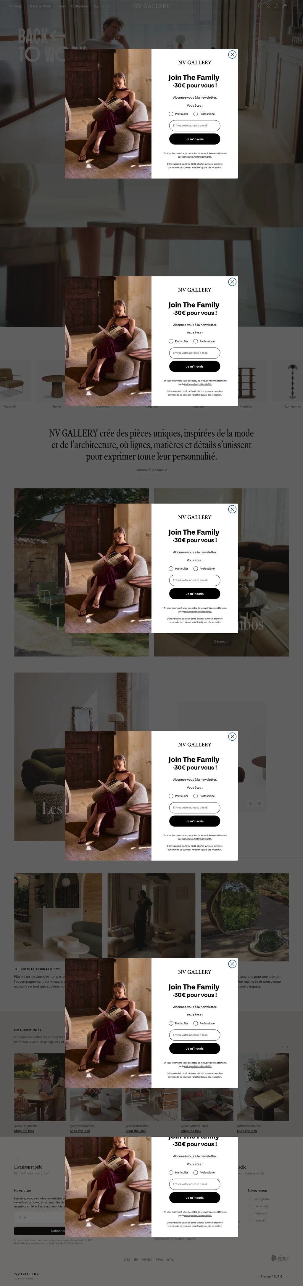 NV Gallery | Mobilier design & décoration contemporaine desktop landing page