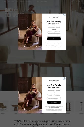 NV Gallery | Mobilier design & décoration contemporaine landing page
