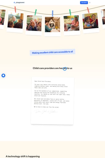 Playground landing page