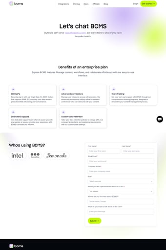 thebcms.com landing page