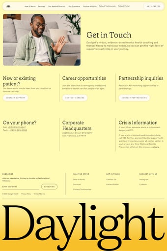 Daylight Health landing page