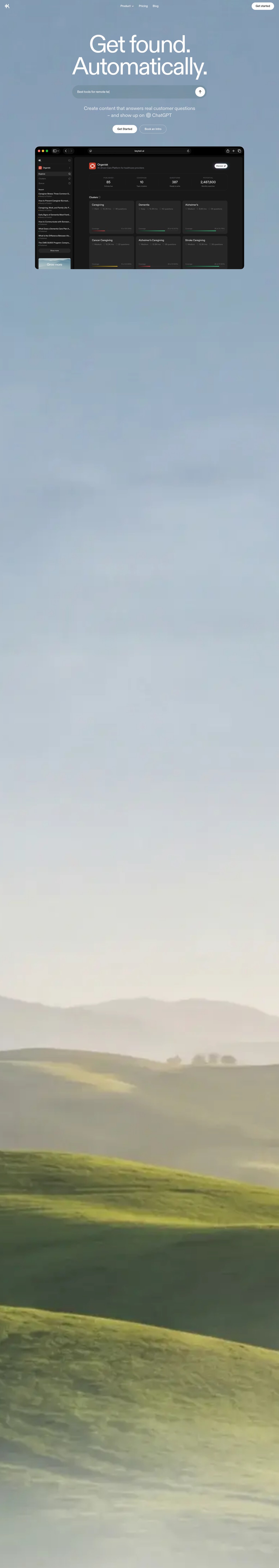 Keytail desktop landing page