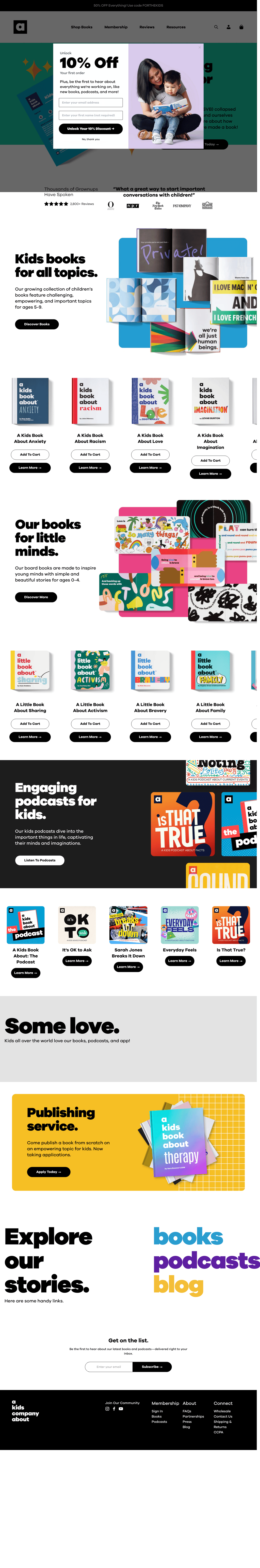 A Kids Co. desktop landing page