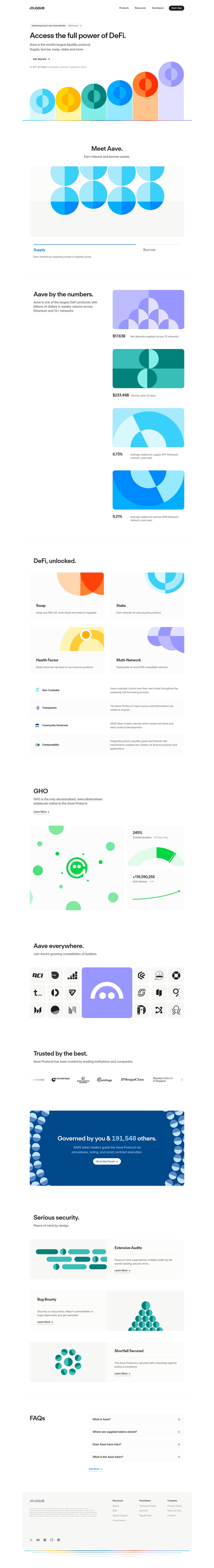 Aave desktop landing page