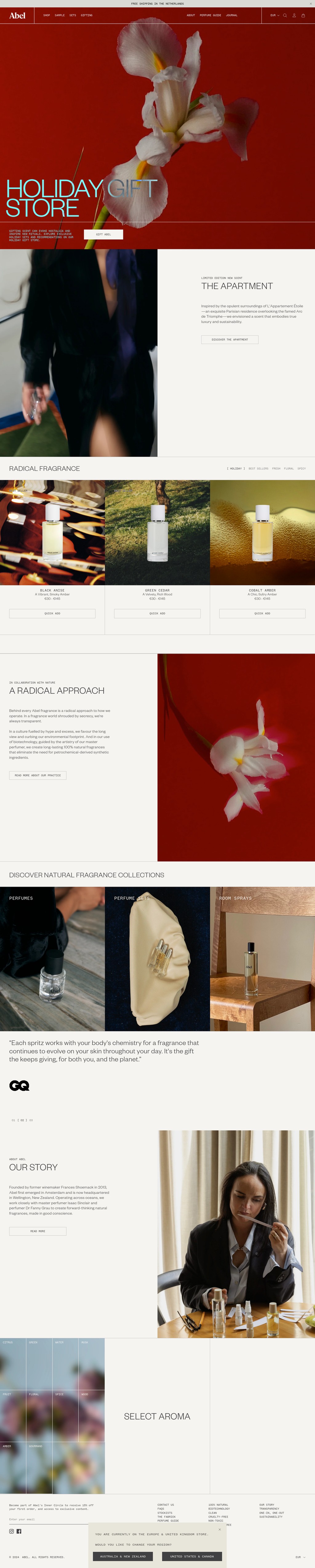 Abel desktop landing page