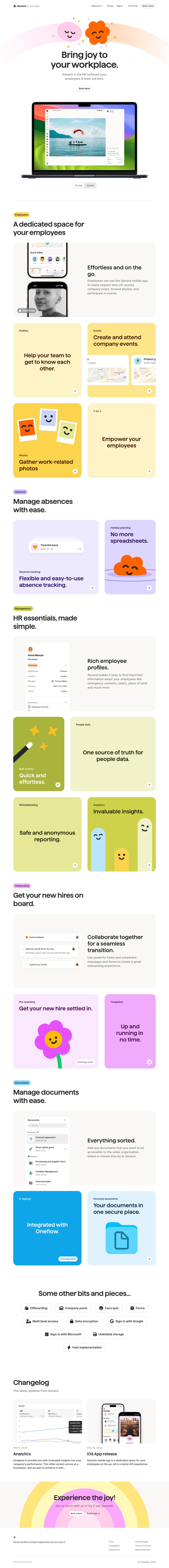 Aboard desktop landing page