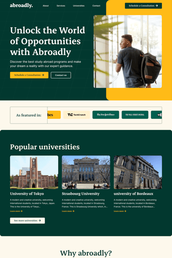 Abroad landing page