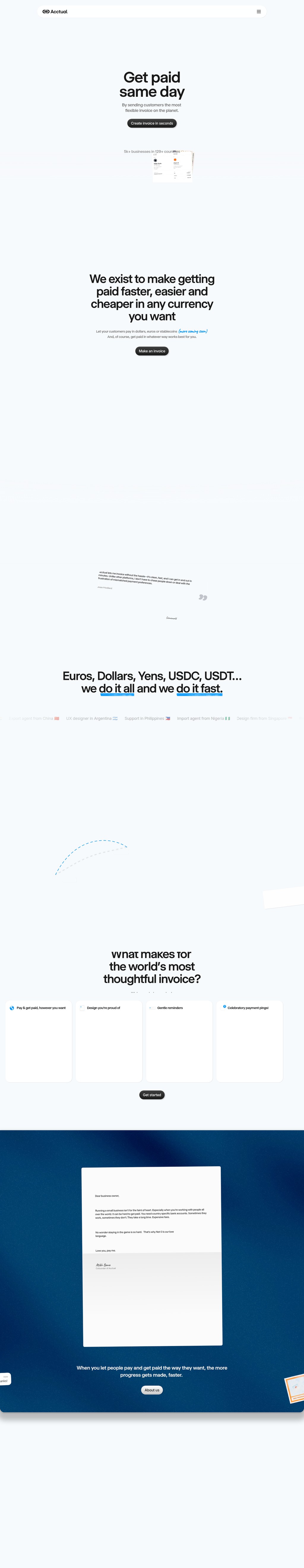 Acctual desktop landing page