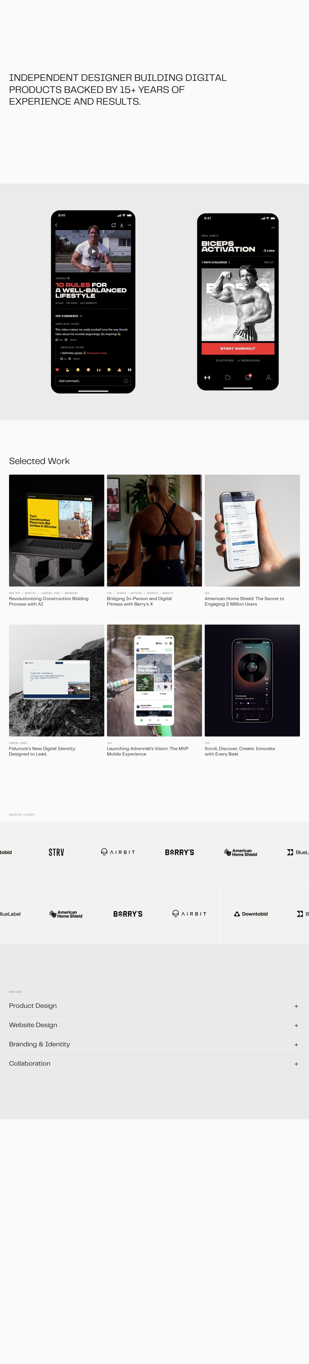 Adam Roller desktop landing page