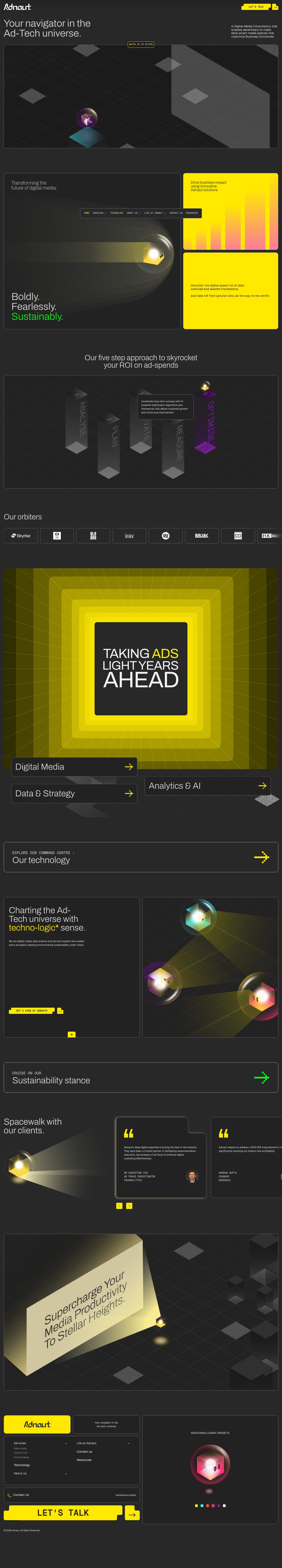 Adnaut desktop landing page