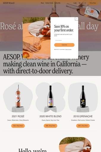 AESOP. Wines landing page