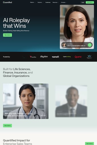 AI Roleplay Platform for Sales Training & Certification landing page