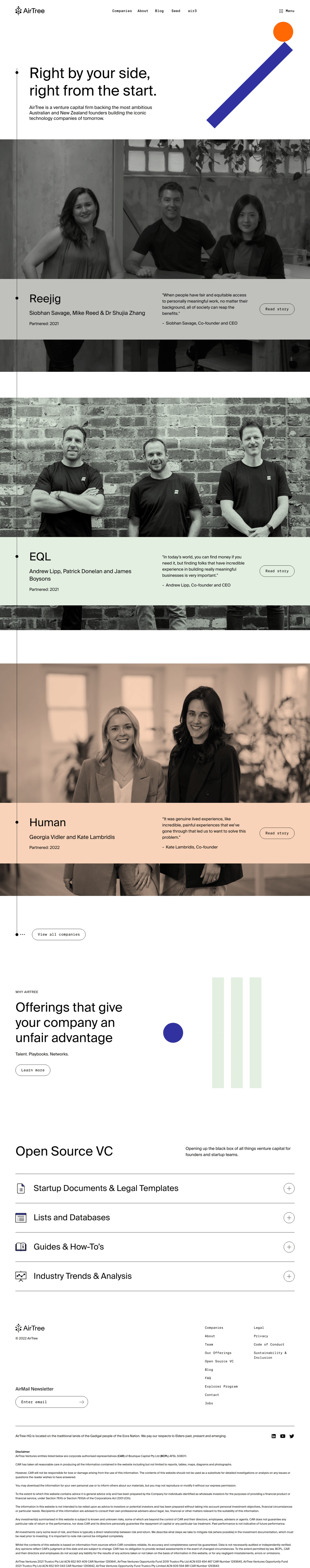 Airtree desktop landing page