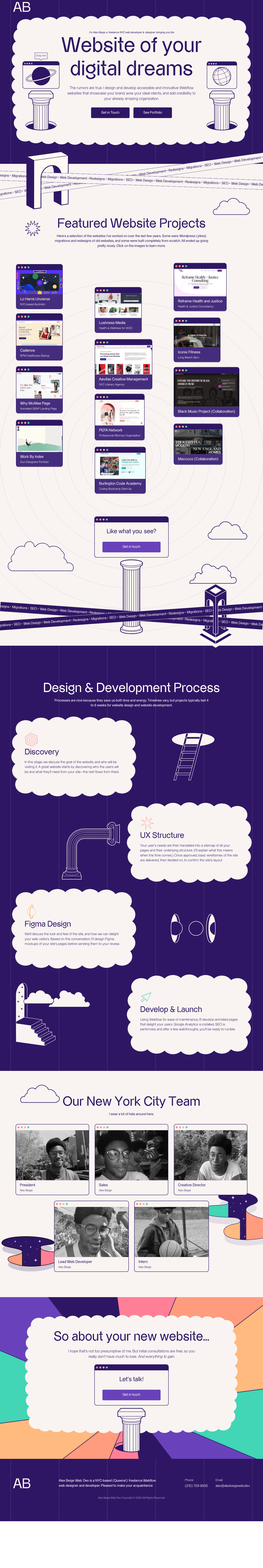 Alex Beigeweb desktop landing page