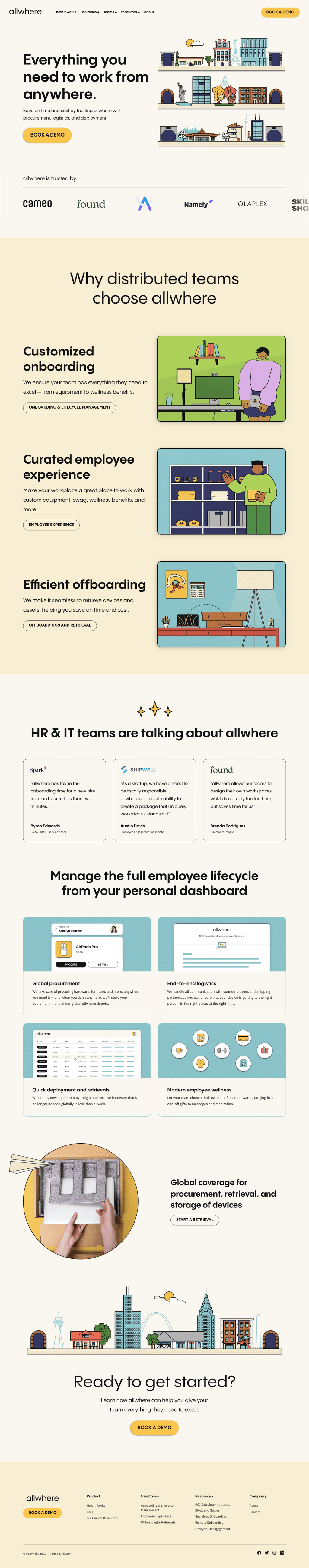 Allwhere desktop landing page