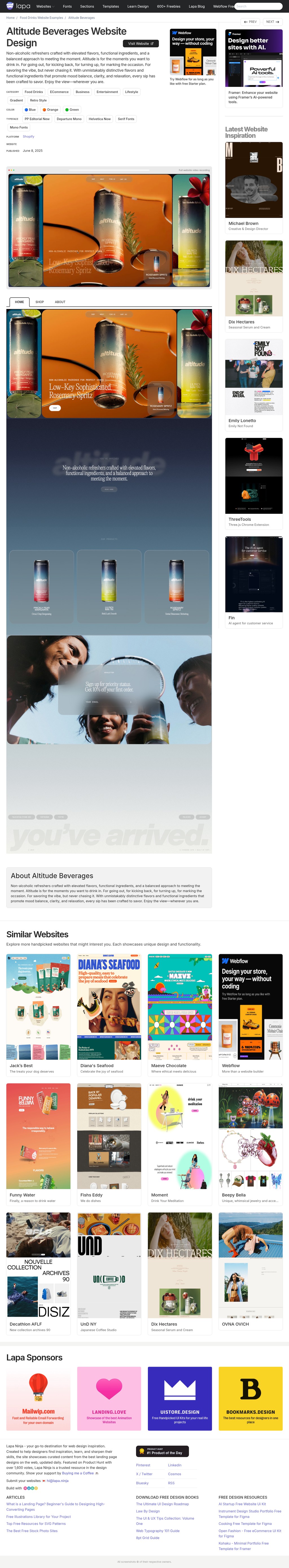 Altitude Beverages website design desktop landing page