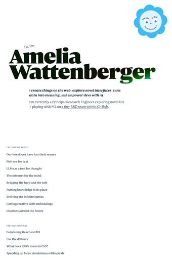 Amelia Wattenberger landing page