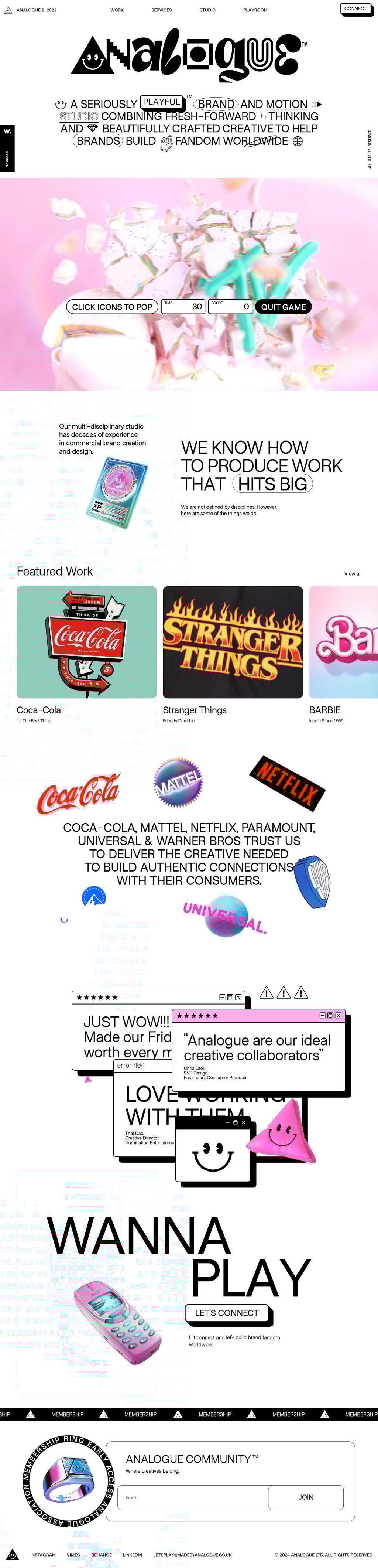 ANALOGUE desktop landing page