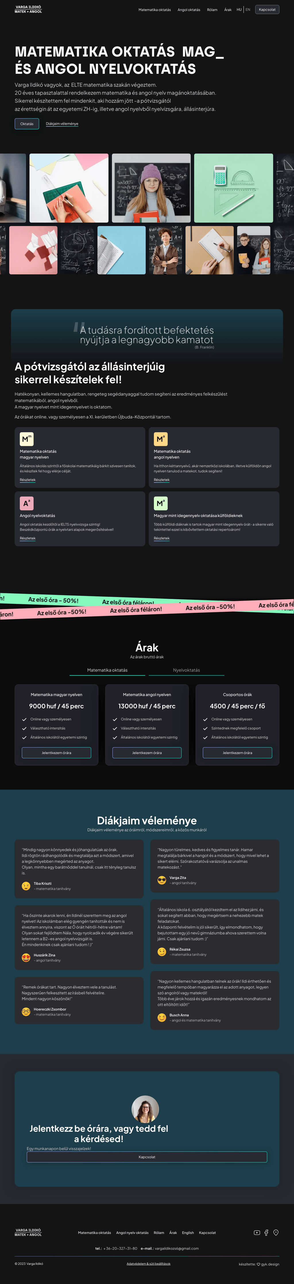 Angol Tanarbudapest desktop landing page