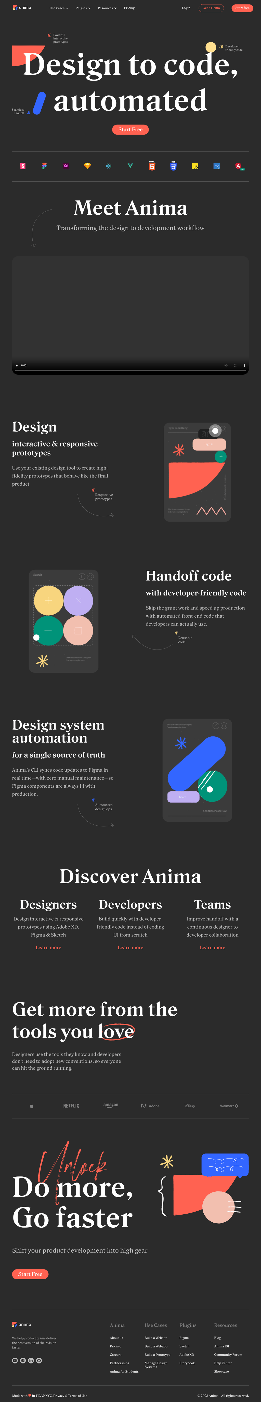 Anima desktop landing page