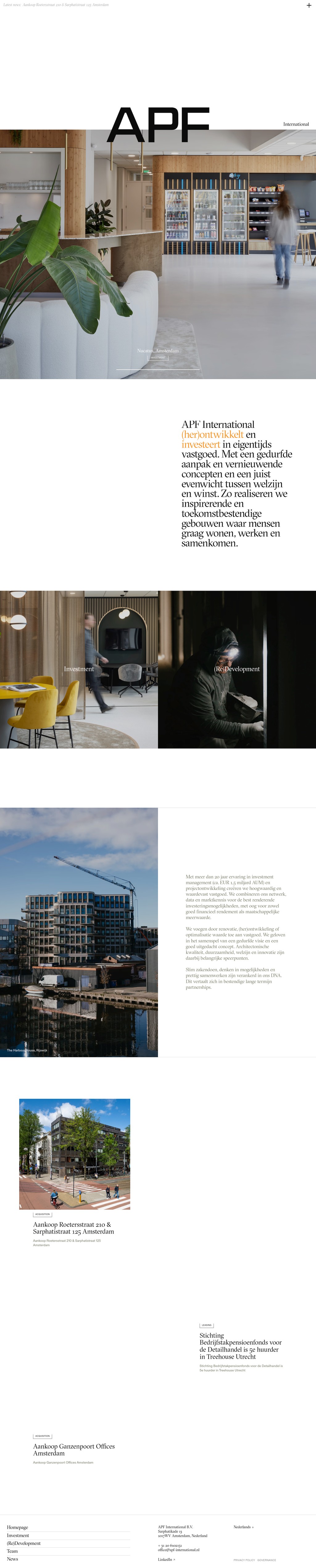 APF International desktop landing page