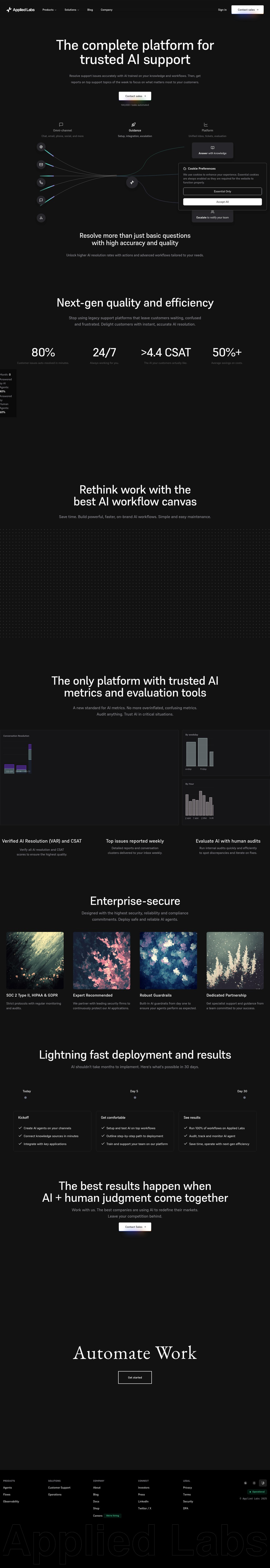 Applied Labs desktop landing page