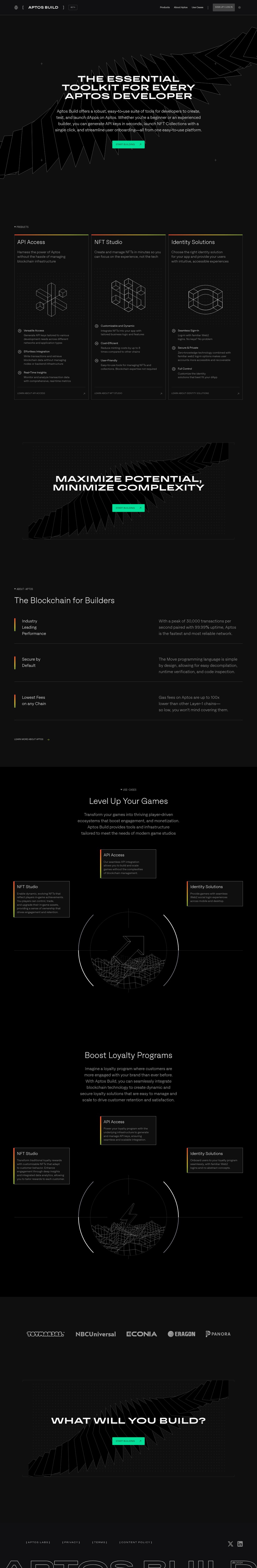 Aptos Build desktop landing page
